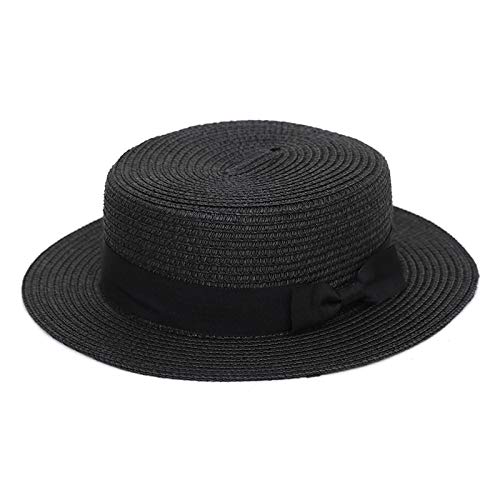 Cicilin Mujer y Niño Sombrero de Paja de Sol Panamá Capeline Sombrero Porkpie con pajarita