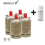 stahl gasflasche 11 kg ✅ Lieferumfang: 4 x 11 kg Propangasflasche gefüllt inkl. 1 Stk. Gaslecksuchspray 125 ml zum Auffinden von undichten Stellen an Anschlüssen, Verschraubungen, Schläuchen und Armaturen