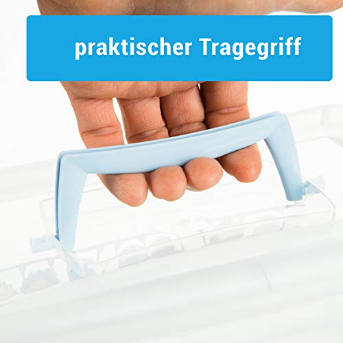 Aufbewahrungsbox für Kinder, Blau, 3 Stück, Kunststoffbehälter mit Deckel, 4 l, mit Griff, für Kinder