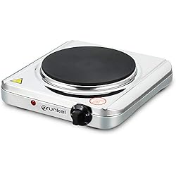 Placa De Cocina Electrica Grunkel - Hornillo Eléctrico de 18cm de Placa. Cocina Eléctrica portátil ideal para Caravanas, Camping o Cocinas Pequeñas - EHP-118INOX - Apto para todas las Sartenes - 1500W - Acero inoxidable