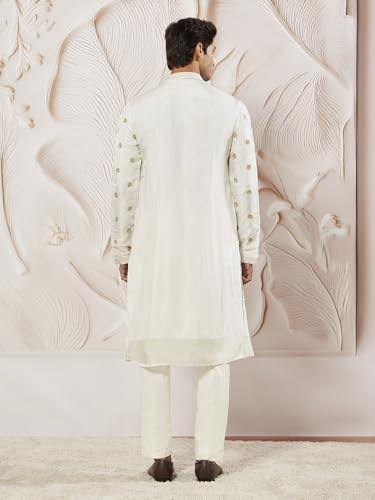 Kurta en soie blanc VASTRAMAY : tenue chic pour fêtes et mariages XL