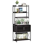 20-29 Gallon Fish Tank Stand, Aquarium Stand with 2 Shelves and Cabinet Accessories Storage, for 20 Gallon Long Aquarium, Metal Frame 32.28" L*16.53" W PG03YGB