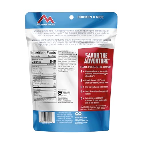 Mountain House Freeze-Dried Chicken & Rice Pro-Pak, Gluten-Free, 1 Serving