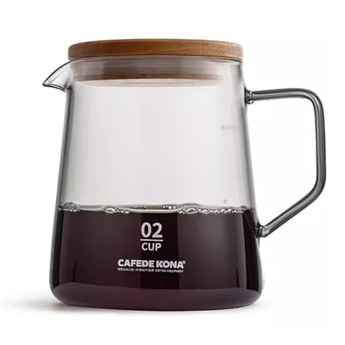 TAMUME Servidor de Café de Vidrio con Tapa, 500ml Cafetera de 2 Tazas TAMUME Servidor de Café de Vidrio con Tapa, 500ml Cafetera de 2 Tazas