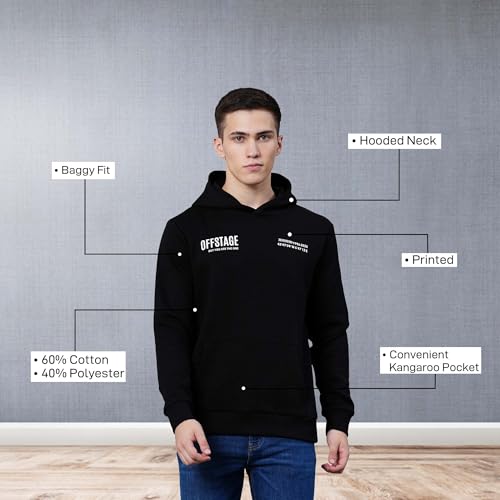 Image of Red Tape Cotton Blend Graphic Hooded Neck Hoodie For Men | Everyday Comfort And Warmth | Your Go To Hooded Neck Hoodie