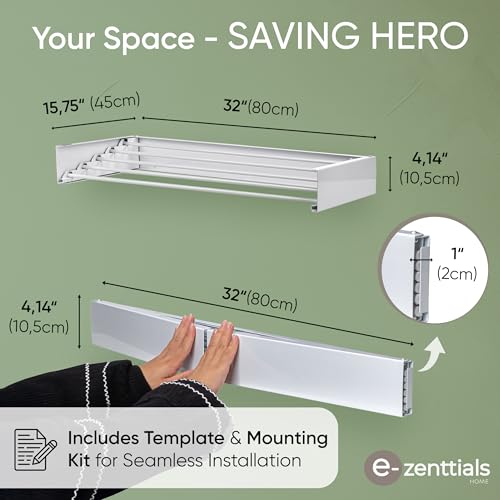 Clothes-Drying-Rack-Wall-Mounted-Compact-32Updated-Model-Laundry-Racks-for-Drying-Clothes-for-Indoor-Outdoor-Use-Laundry-Drying-Rack-Anti-Rust-Wall-Mounted-Drying-Rack-Collapsible Clothes Drying Rack Wall Mounted Compact 32Updated Model Laundry Racks for Drying Clothes for Indoor Outdoor Use Laundry Drying Rack Anti Rust Wall Mounted Drying Rack Collapsible