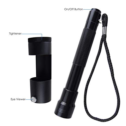 TEKCOPLUS Handheld 80mm Polariscope with Flashlight Jeweler Gemologist Gemstone Tester Tool Optics Dark Field Hastings Loupe Magnifier