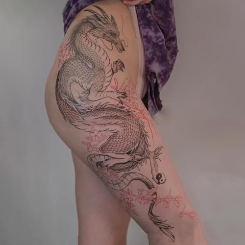 Dragon Tattoos Stickers for Women Temporary Long Lasting Temp Dragon Temporary Tattoos for Adults (TTS02)