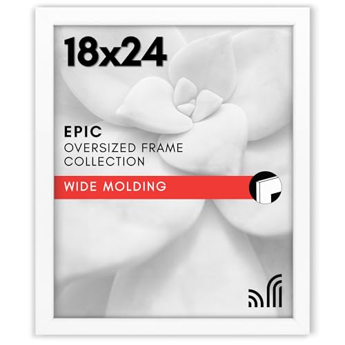 Americanflat 18x24 Poster Frame with Polished Plexiglass - White Picture Frame - Wide Photo Frames Made of Engineered Wood for Vertical or Horizontal Wall Display - Epic Collection - White