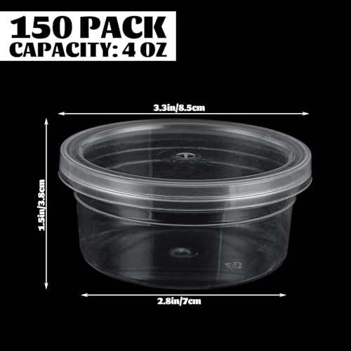 150 Pack 4oz Slime Containers with Lids, Small Plastic Storage Containers for Slime, Bead, Foam Ball, DIY Craft Making2
