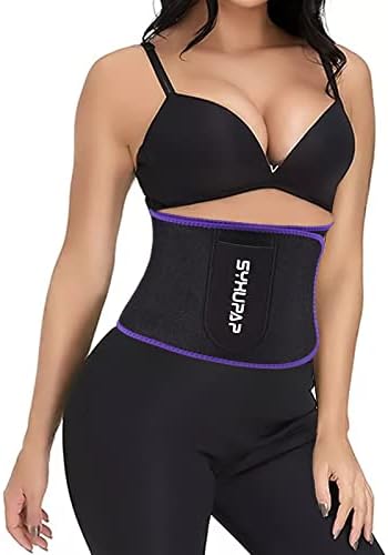 SYXUPAP Waist Trimmer Belt for Men & Women, Adjustable Sauna Sweat Belt, Exercise Waist Trainer and Lumbar Support, Best Abdominal Fitness Trainer Purple