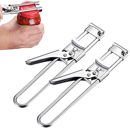 2 Stück Edelstahl Dosenöffner, einstellbarer multifunktionaler manueller Glasöffner Handheld für schwache Hände, Flaschenöffner für arthritische Hände Senioren Cover