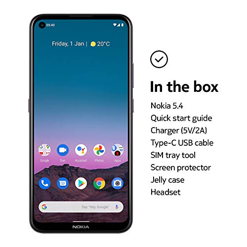 Nokia 5.4 | Android 10 | Unlocked Smartphone | 2-Day Battery | Dual Sim | Us Version | 4/128Gb | 6.39-Inch Screen | 48Mp Quad Camera | Dusk #TOP4