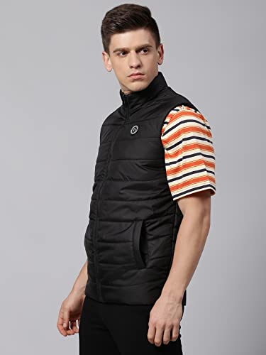 Image of Dennis Lingo Polyester Regular Fit Long Sleeves Men's Solid Puffer Jacket with 2 Pockets - Lightweight Casual Winterwear for Men (Black, Medium)