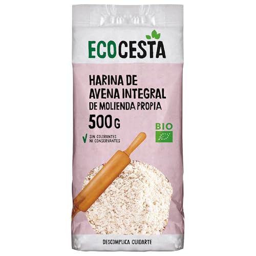 Ecocesta - Pack de 8 Unidades de 500 g de Harina Ecológica de Avena Integral - Contribuye a Mejorar el Tránsito Intestinal - Favorece el Desarrollo Muscular
