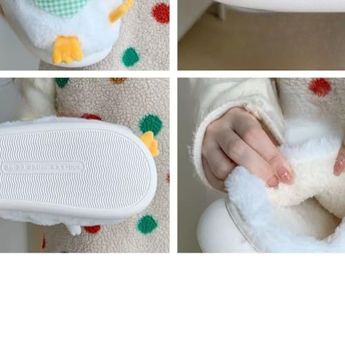 Cartoon animal chicken slippers, home plush warm and non slip cotton slippers for men and women3