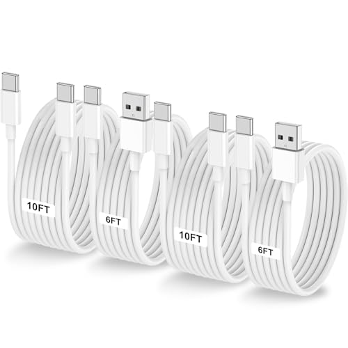 Image of Car Carplay Cable for iPhone 17 16 15, 2-Pack [6FT+10FT] 60W USB C to USB C Cable And 2-Pack [6FT+10FT] USB A to USB C Cable for iPhone 17 16 15，for Galaxy S25 S24, for iPad, for MacBook and More