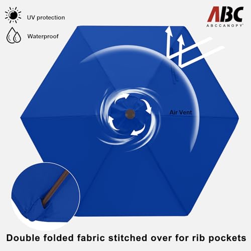 Image of ABCCANOPY 7.5FT Patio Umbrella Outdoor 6 RibsTable Umbrella(Blue) | Fade & UV Resistant Fabric,6 Fiberglass Ribs,Smooth Crank System,Wind Resistance,Great for Patio,Backyard,Garden,Deck