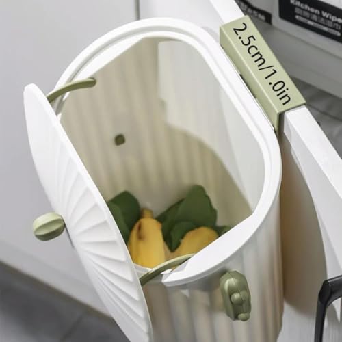 Image of Kitchen Trash Can - 2.1 Gallon 8 Liter Wall-Mounted Hanging Garbage Can with Lid for Kitchen Cabinet Door, Small Under Sink Trash Can for Cupboard, Bathroom, Polypropylene