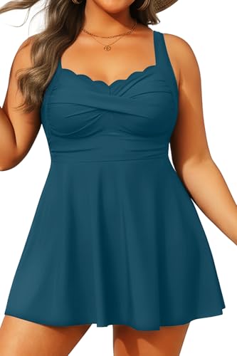 Aqua Eve Plus Size Swim Dress - Two Piece Tankini Tummy Control Bathing Suit with Shorts 2025 Swimsuit Teal 22W