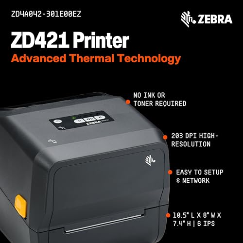 Image of Zebra ZD421 Thermal Transfer Shipping Label Printer | 4x6 | No Ink Required