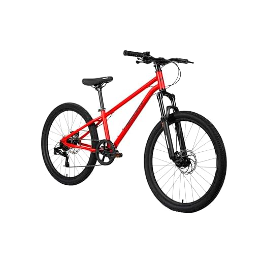 FabricBike Terra - Bicicleta de montaña de Aluminio 24 Pulgadas de 8 a 11 años, Bicicleta MTB, Freno de Disco, Cambio de 7 velocidades, Suspensión Delantera. (Matte Red)
