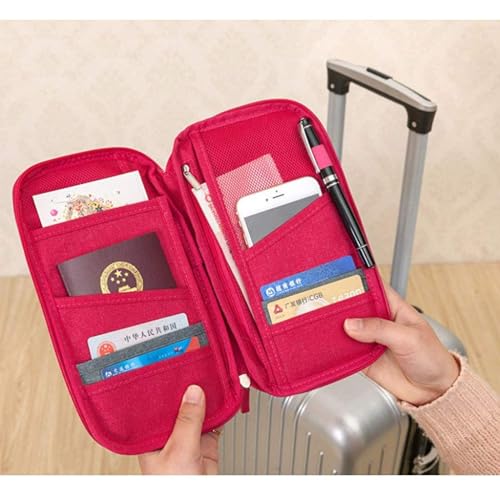 Image of Travel Document Passport Pouch Organizer Zip Holder Travel Pouch, Business Cards, Credit Cards Ticket Coins Currency Check, Id Document & Pen Storage Bag for Men, Women - Multicolor.
