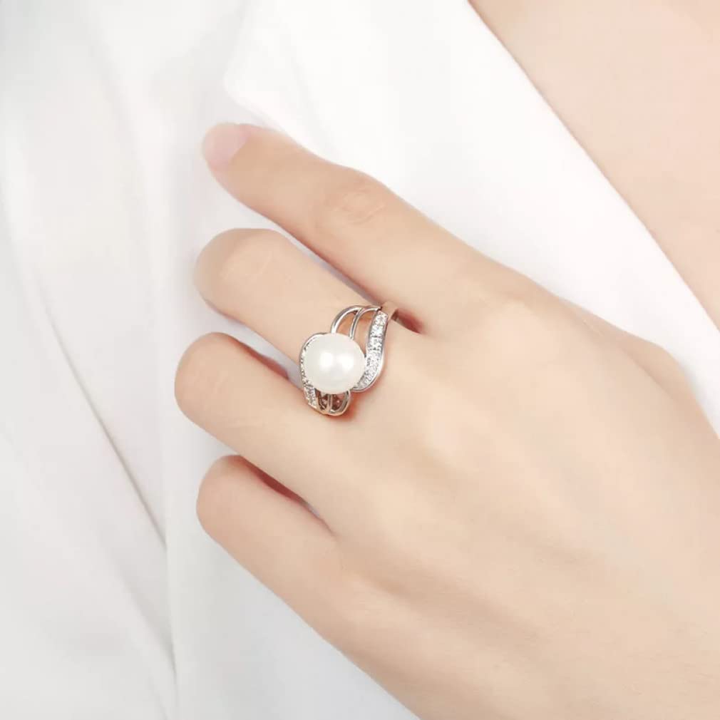 Zirkonia Perle Ring Sterling Silber 925 Schmuck Hohl geschnitzt Für Hochzeit Breite Ringe