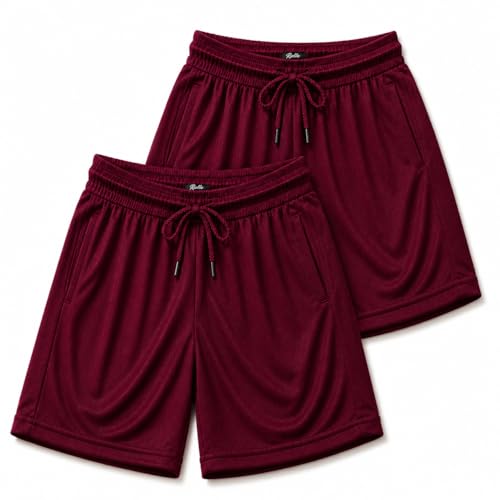 Image of RISH Kids Dri-Fit Sports Shorts for Boys & Girls | Breathable Polyester Activewear Shorts with Elasticated Waist, Drawstring & 2 Side Pockets | Solid Colours | Single and Multi Packs