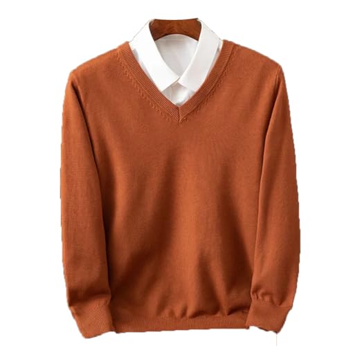 Rfmfkkg Men's Cashmere Winter Knitted Sweater V-Neck Pullover Knitted Long Sleeve Warm Business Jumper3