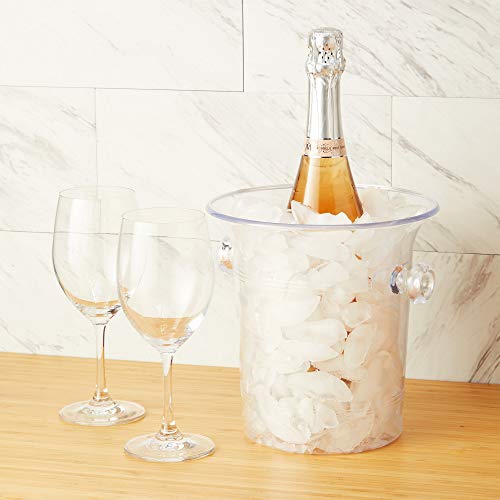 True Acrylic Ice Bucket with Handles, 3-Liter Capacity, Clear Plastic Ice Bucket, Acrylic Wine Bucket, Clear Champagne Bucket, Beverage Bucket, Ice Buckets for Parties, 8.75" x 8.25", Set of 1 - Image 3
