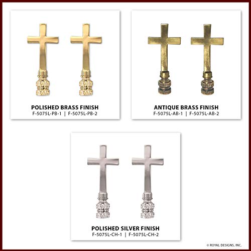Image of Royal Designs, Inc. Cross Lamp Finial, 3 Inch Medium Chrome, Decorative Replacement Finial for Table or Floor Lamps, Single