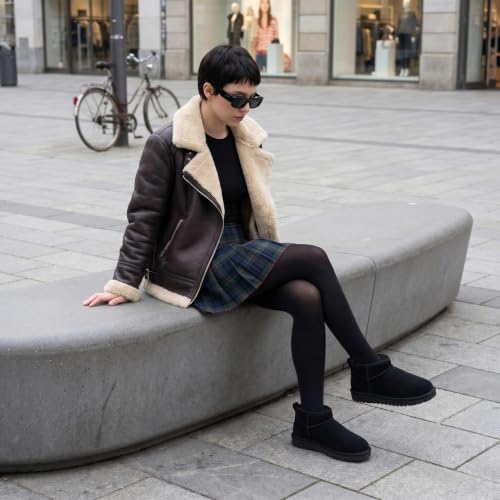 Image of CUSHIONAIRE Hip-3 Genuine Suede Leather Ankle Boots for Women - Pull On Cozy Faux Fur Boots Womens Shoes with Comfortable Memory Foam