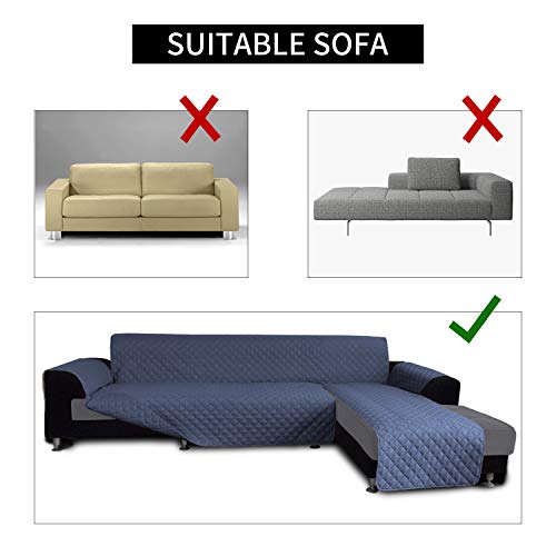 Easy-Going Sofa Slipcover L Shape Sofa Cover Sectional Couch Cover Furniture Protector Mat for Pets Dog Cat (Small,Dark Blue/Dark Blue)