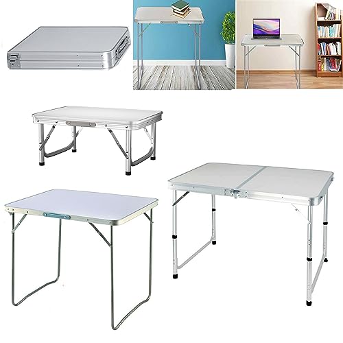 Rigogo Tragbar Klapptisch Picknick, Campingtisch Höhenverstellbar Klappbar mit Tragegriff, 3 Höhenniveau 70/62/55cm, Leicht zu transportieren, für Innen und Außenbereich, 120x60x70cm