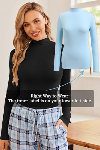 Ekouaer Turtleneck Shirt Women Long Sleeve Mock Neck Slim Fit Tops Thermal Base Layer Soft Lightweight Stretch Undershirts4
