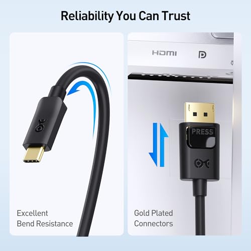 Cable Matters jednokierunkowy kabel USB C do DisplayPort 1.4 – 1,8 m, 8K@60Hz / 4K@240Hz, (Thunderbolt 4 do DisplayPort, Display Port USB C) czarny, nie do przenośnych monitorów USBC