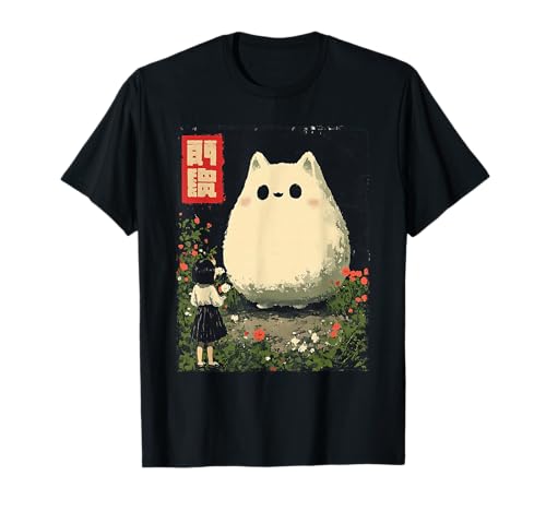 Cute Japanese Cat Ghost Protector Kawaii Anime Halloween T-Shirt