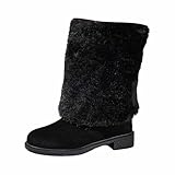 Generisch 2026 Winterliche -Ankle-Boots mit mittelhohem Kunstlederschaft für angenehme Wärme stilvollen Alltagslook (Black, 37)