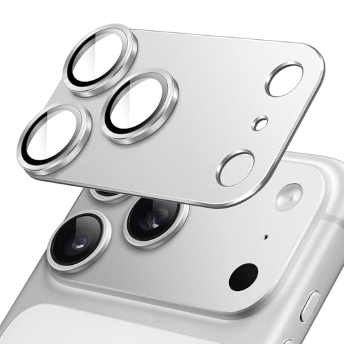 JETech Kameraschutz für iPhone 17 Pro 6 3 Zoll Volle Abdeckung 9H Gehärtetes Glas Ring Abdeckung Matt Metallplatte Hat Keinen Einfluss auf die Hülle 1 Stück (Silber)