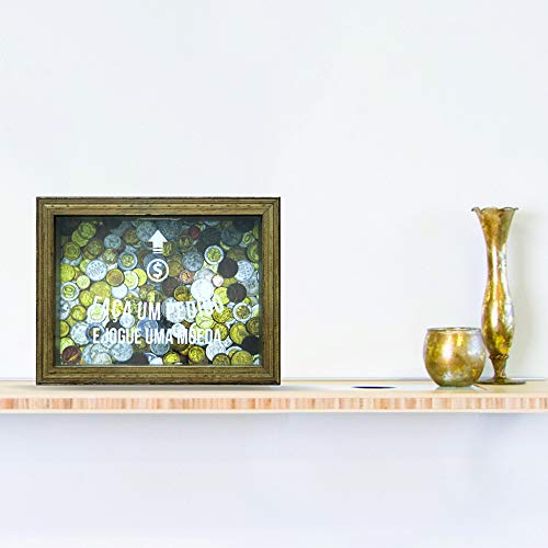 Quadro Cofre Moedas 13X18cm Kapos Natural 15X20X4
