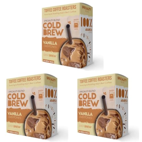 Image of Toffee Coffee Roasters | Vanilla Cold Brew | Easy Brew | 100% Arabica | Makes 16 Cups | Freshly Roasted Ground Coffee | Pack of 12