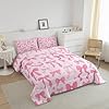 Feelyou Bow Star Print Bedding Set Queen Size Cute Bowknot Comforter Set for Kids Boys Girls Decor Girls Bow Comforter Microfiber Pink Bow Duvet Set Bedroom Quilt Set #2