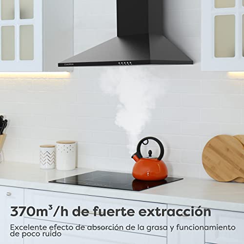CIARRA-CBCB6201-Campana-de-pared-60cm-370-mh-70W-3-velocidades-Evacuacion-al-exterior-y-Recirculacion-Interna-por-Filtro-de-Carbon-CBCF002X2-Opera-por-Botones-Negro