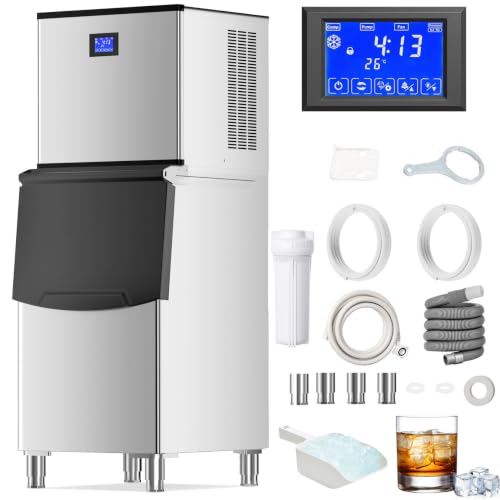 Image of Commercial Ice Maker Machine 437 Lbs /24H with 400LBS Large Storage Bin Ice Ready in Air Cooled Clear Cube Ice for Bar Business Cafe ETL (437 Lbs /24H)