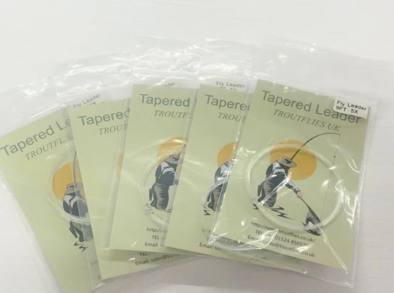 5 PACKS Fishing Fly, Leader, Tapered Leader for fly fishing, Fishing Accessories. Multipack of tapered Leaders (7lb)