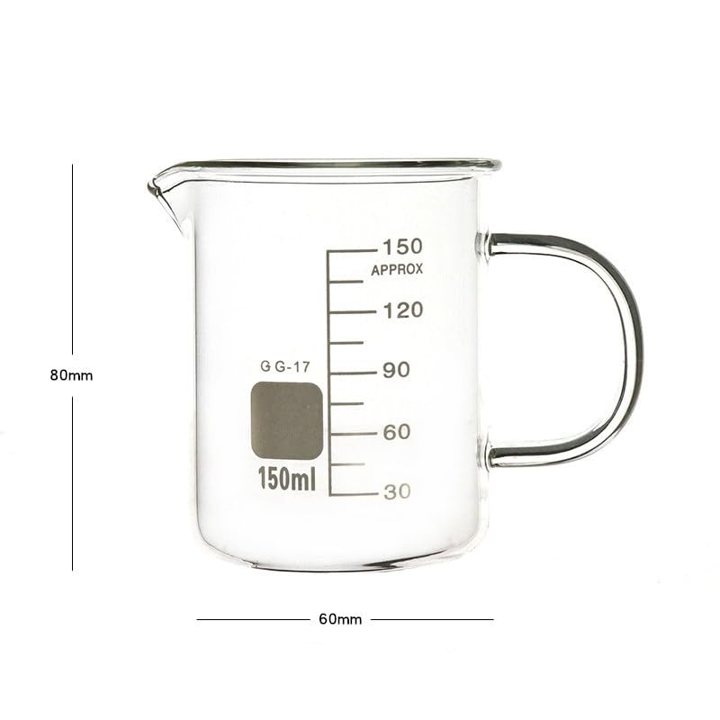 Zlewka laboratoryjna z dziobkiem, Zlewka ze szkła borokrzemianowego z rączką Miarka 50-800ml 2szt(100mlx2pcs)
