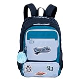 Mochila 2 Compartimentos Capricho Class Cosmic Patches - Azul Sestini