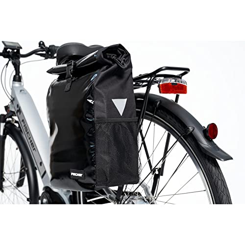 FISCHER Fahrrad Gepäckträgertasche Kurier, Fahrradtasche, Umhängetasche, Reflektor, 18 Liter, wasserabweisend, schwarz