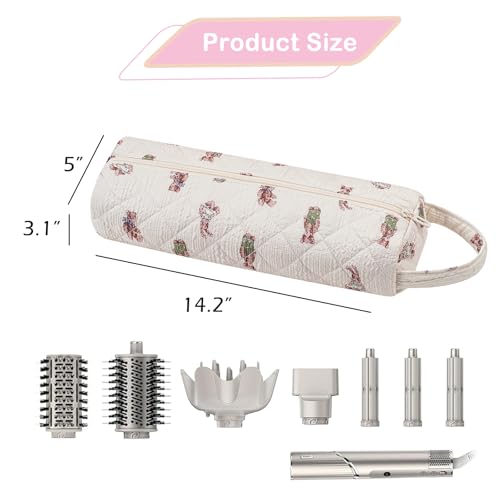 Image of RSRSLEII Quilted Hair Tools Travel Bag，Hair Styling Accessories Storage Case for Shark FlexStyle, Dyson Airwrap Hair Dryer, Curling Iron, Revlon Hair Tools，Portable and foldable(08Bear)